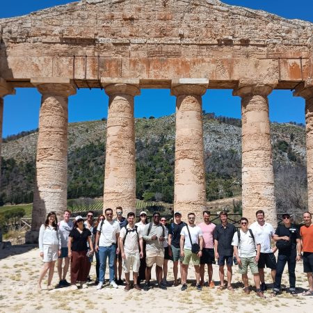 Historic Doric Temple of Segesta in Sicily, ancient Greek ruins surrounded by natural landscape