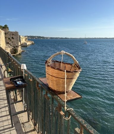 Scenic view of popular attractions near Syracuse Sicily including historic sites and coastal landscapes