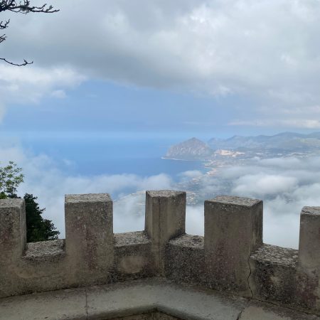 Alt tag: Medieval town of Erice in Sicily with stone buildings, castle, and panoramic coastal views